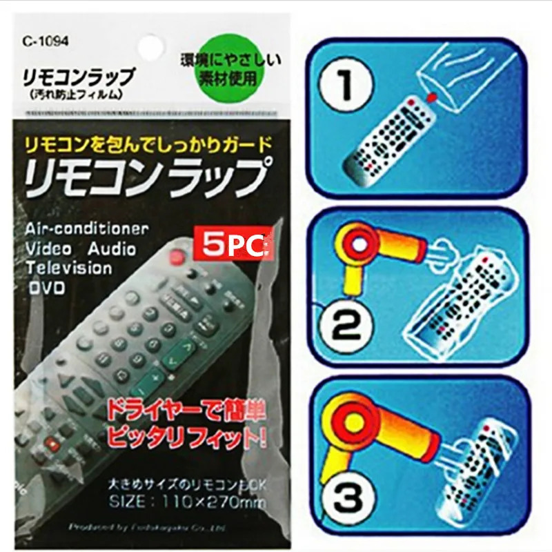 

5Pcs Heat Shrink Film Clear Video TV Air Condition Remote Control Protector Cover Home Waterproof Protective Case New