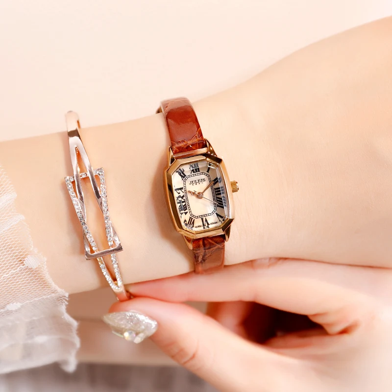 Женские часы Julius с тонким ремешком водонепроницаемые неправильной формы модный