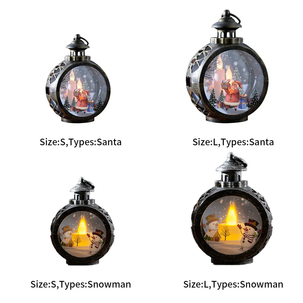 Christmas Lantern Warm White LED Candle Hanging Night Light Ornament Tabletop Gift Party Home Decor Santa Claus Vintage Holiday | Лампы и