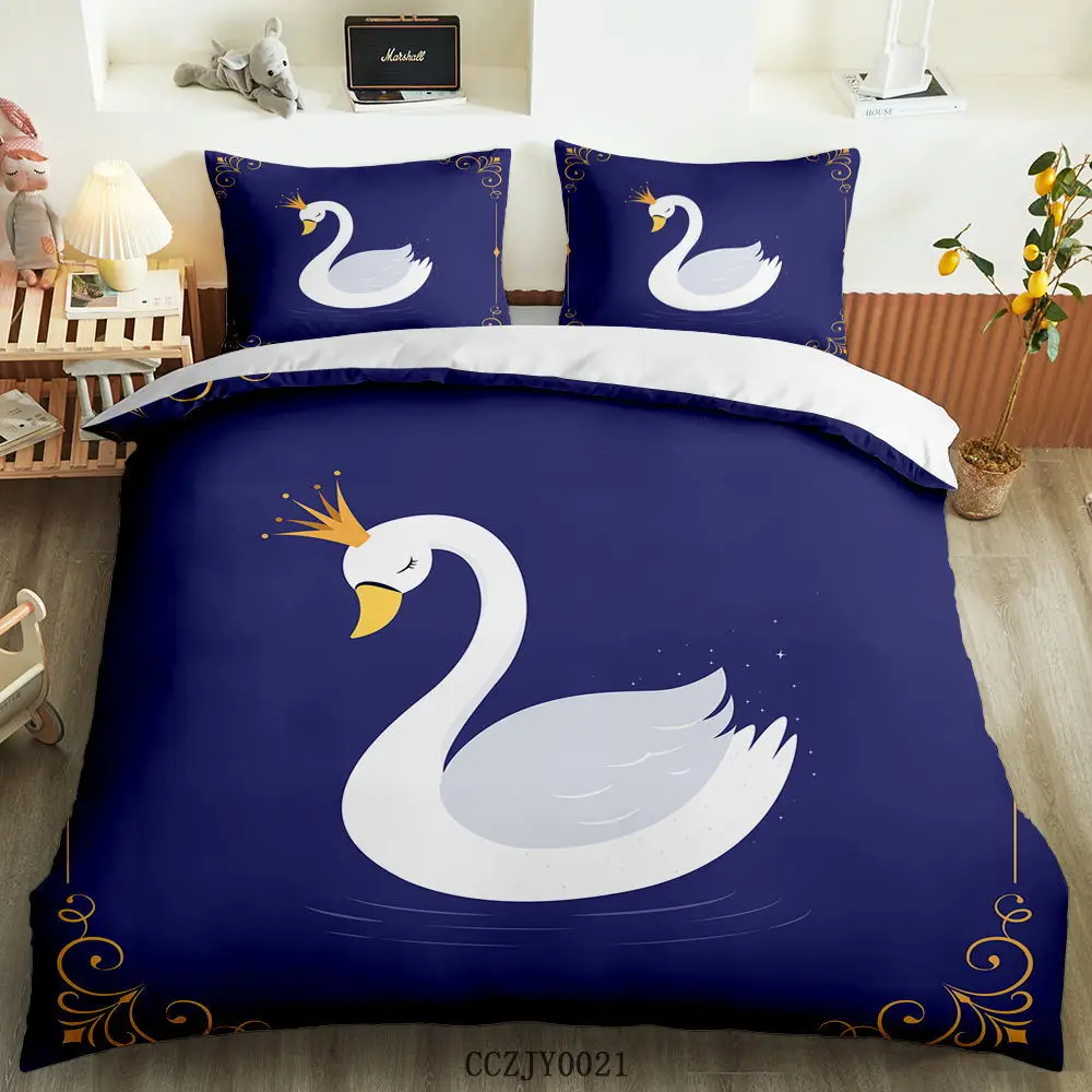 

BailiPromise cute swan prince jogo de cama bedroom 3D Print cartoon Pillowcase Soft Duvet Cover Ballet boys kids Queen King