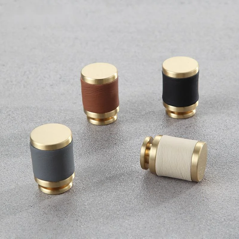 Leather Brass Knob Simple Cabinet Pens Nordic Drawer Pulls Bathroom Hardware Furniture and Kitchen Handles