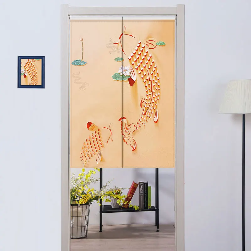 Занавеска на дверь в китайском стиле с рисунком лотоса | Дом и сад
