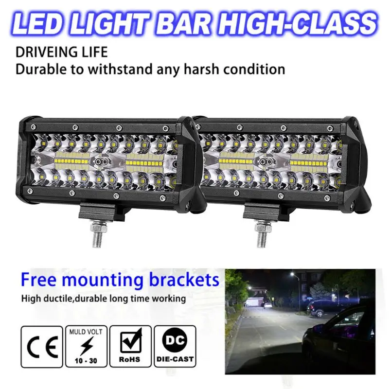 1Pc 7&quot 200W LED Work Light Long Bar Flood Spot Beam Waterproof Offroad 4WD Drive | Автомобили и мотоциклы