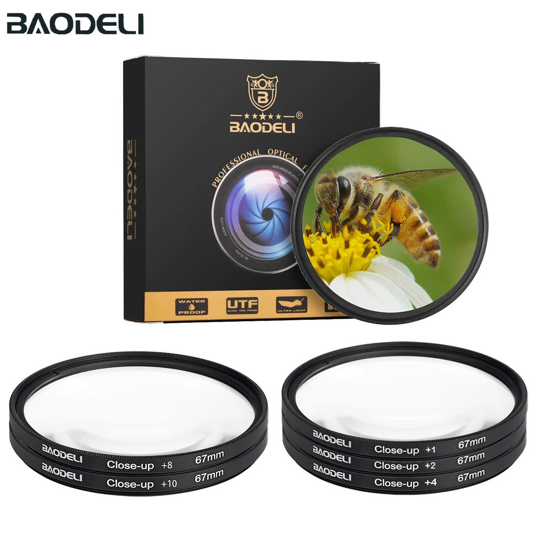 BAODELI Макро фильтр Клоуз-ап 40,5 46 49 52 55 58 62 67 72 77 82 мм для объектива однообъективной зеркальной камеры Canon Eos M50 M6 1200 D Nikon 5300 5100 sony