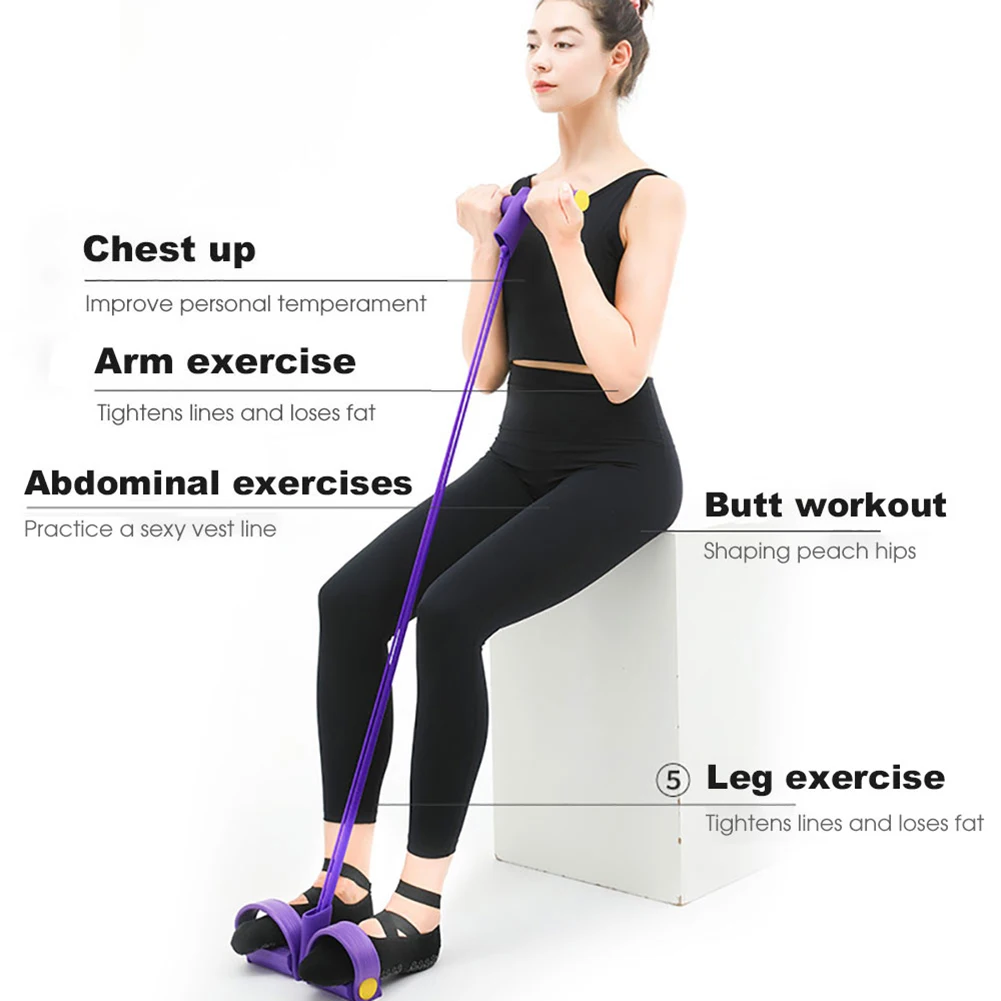 Portable Olahraga Wanita Kebugaran Tarik Sabuk Elastis 4 Tabung Tarik Tali Perut Orang Perlawanan Ketegangan Band Olahraga Alat Pelatihan