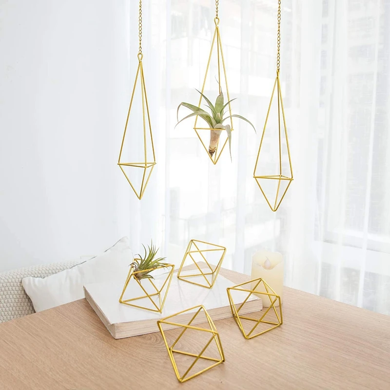 

7 Pcs Air Plant Stand Geometric Flower Pot,Hanging Plane Stand,Air Fern Display Stand,Suitable for Home Office Wedding
