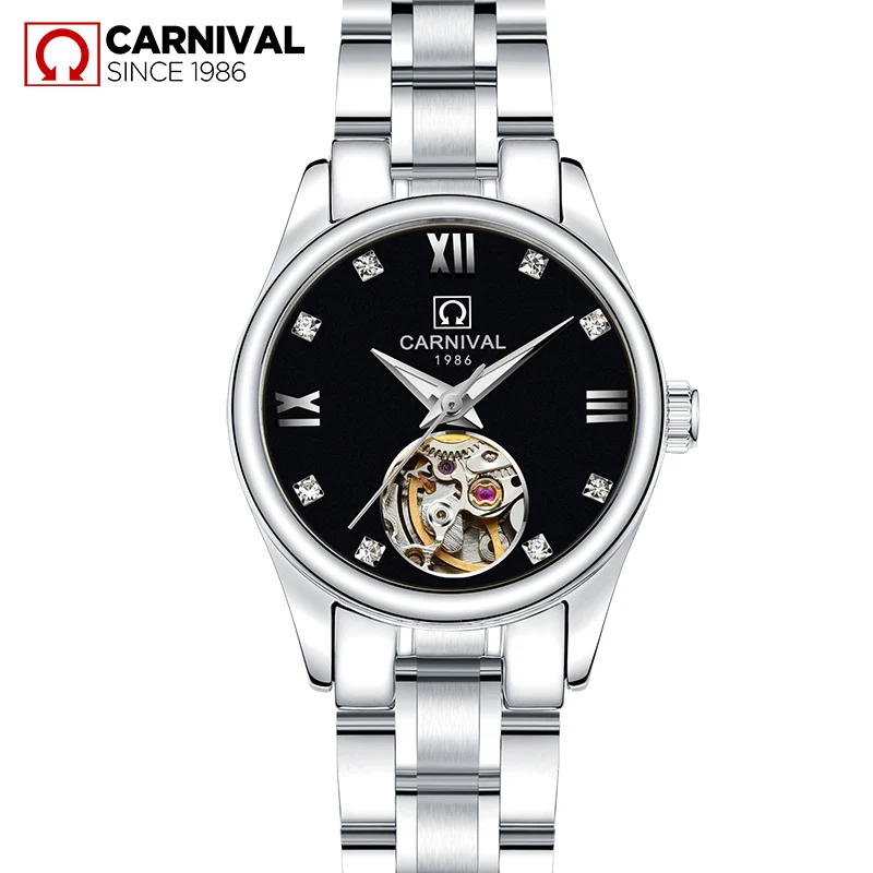 2019 новые модные женские часы люксовый бренд карнавальный Скелет автоматические