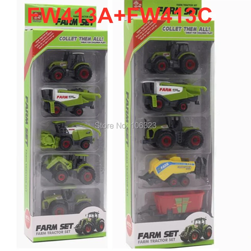 FW413A FW413C-STP Литые под давлением фермерские игрушечные транспортные средства, литые под давлением металлические коллекционные модели автомобилей, сельскохозяйственные тракторы плантаторы трейлеры игровой набор, собрать их все - Цвет: FW413A FW413C-STP