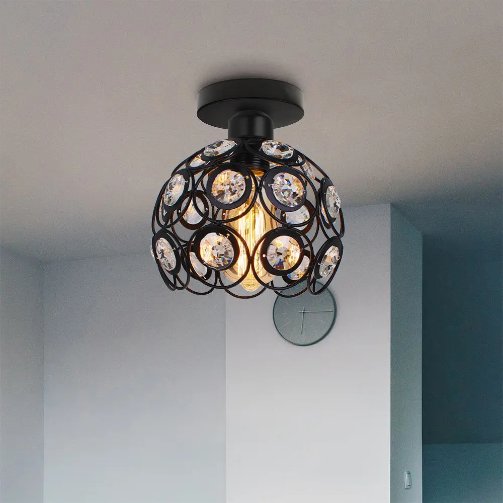 Lámpara de techo Led minimalista para sala de estar, luz de techo con bola de cristal moderna, accesorios de decoración para el hogar y cocina