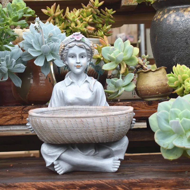 Girl flower pot Открытый сад креативная девушка милое большое украшение цветочный горшок украшения Ретро Старый сад балкон вилла декоративный цветочный горшок - Цвет: Girl flower pot