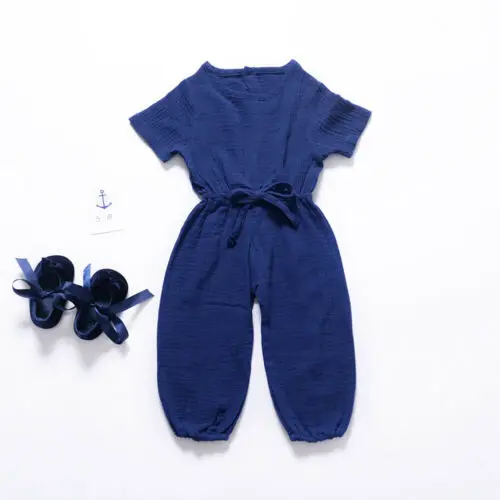 

Cute Newborn Infant Baby Boys Girls Kids Bow Solid Color Cotton Romper Playsuit Jumpsuit One-Pieces Outfits Summer Clothes Sets