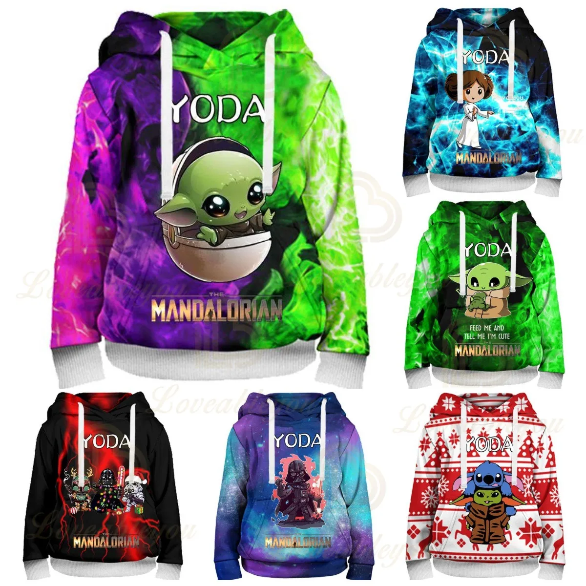 

Boys and Girls Cartoon Jacket Tops Teen Clothes Disney Baby Yoda Mandalorian 3 To 14 Years Kids Hoodies 3D Printed Sweatshirt