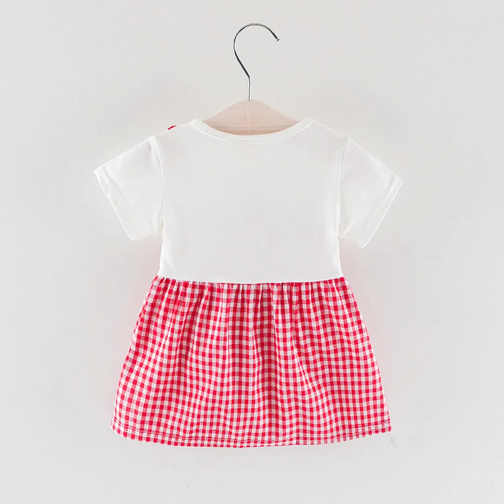 

Kids Dresses Girls Toddler Kid Baby Girl Short Sleeve Dress Plaid Printed Party Princess Dress Clothing Sweet Clothes