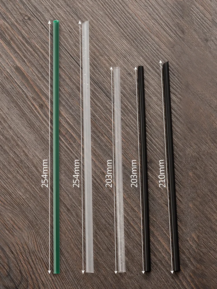 

300x Disposable Straws Food Grade PP Fine Straw 6 x 210mm 6.5 x 203mm 7 x 254mm Transparent Black Green