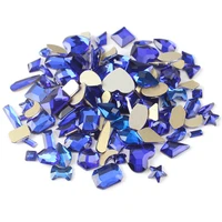 mix shape 100pcs sapphire flat back rhinestones 3d crystal nail art stones for diy nails art decoration