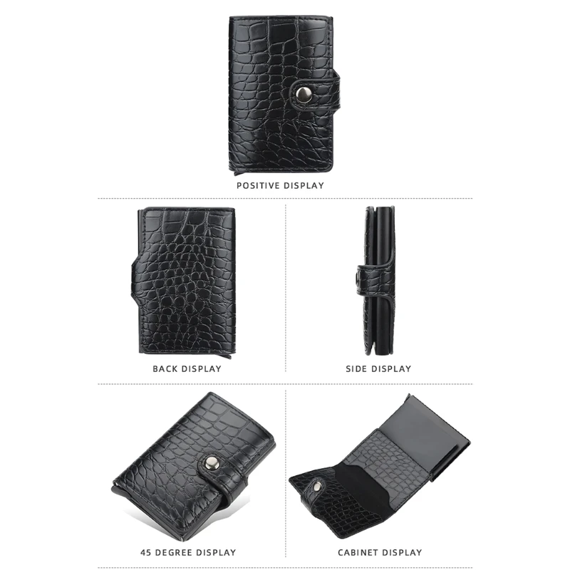 

Vintage RFID Blocking Money Belt Wallet Automatic Pop-up Credit Card Case Business Purse Cash Pocket Large Capacity for Men