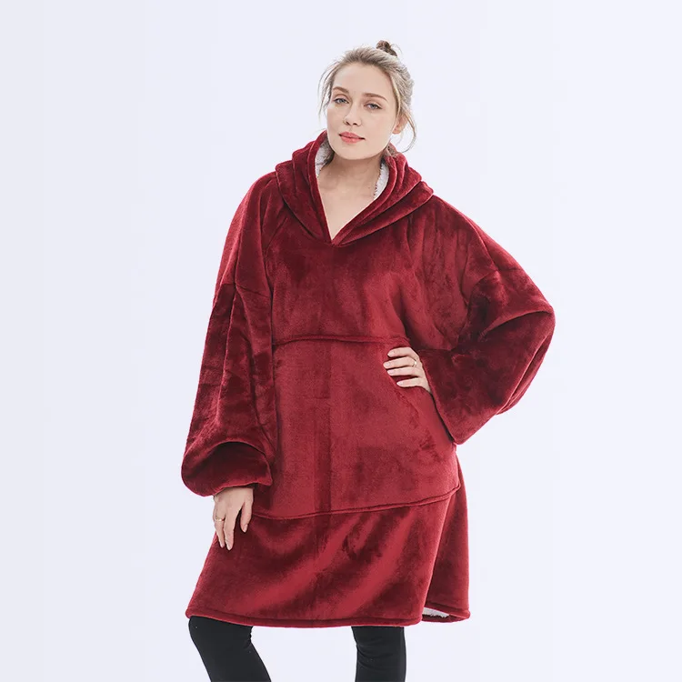 

Lazy blanket pullover Coral Fleece Hooded Blanket Winter Outdoor Traveling Sweatshirt Creative TV Blankets Warm Huggle Blanket