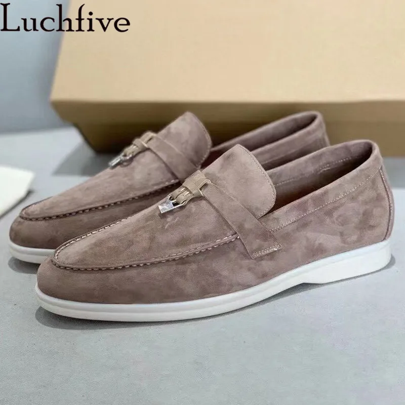 High Quality Men Flat Shoes Leather Metal tassels Designer Casual Dress Shoes Suede Slip-on Walk Ladies Shoes Loafers Shoes Man