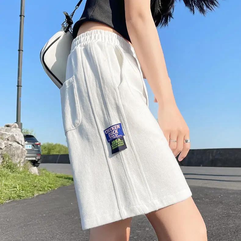 

Sports shorts women's summer thin loose slim 2021 new ins fashion casual pants wide leg 5-5 pants[delivery within 15 days ]