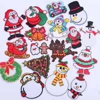 2021 new patch badge christmas santa claus tree snowman bells elk sew on iron on embroidered patches for clothing beer stickers