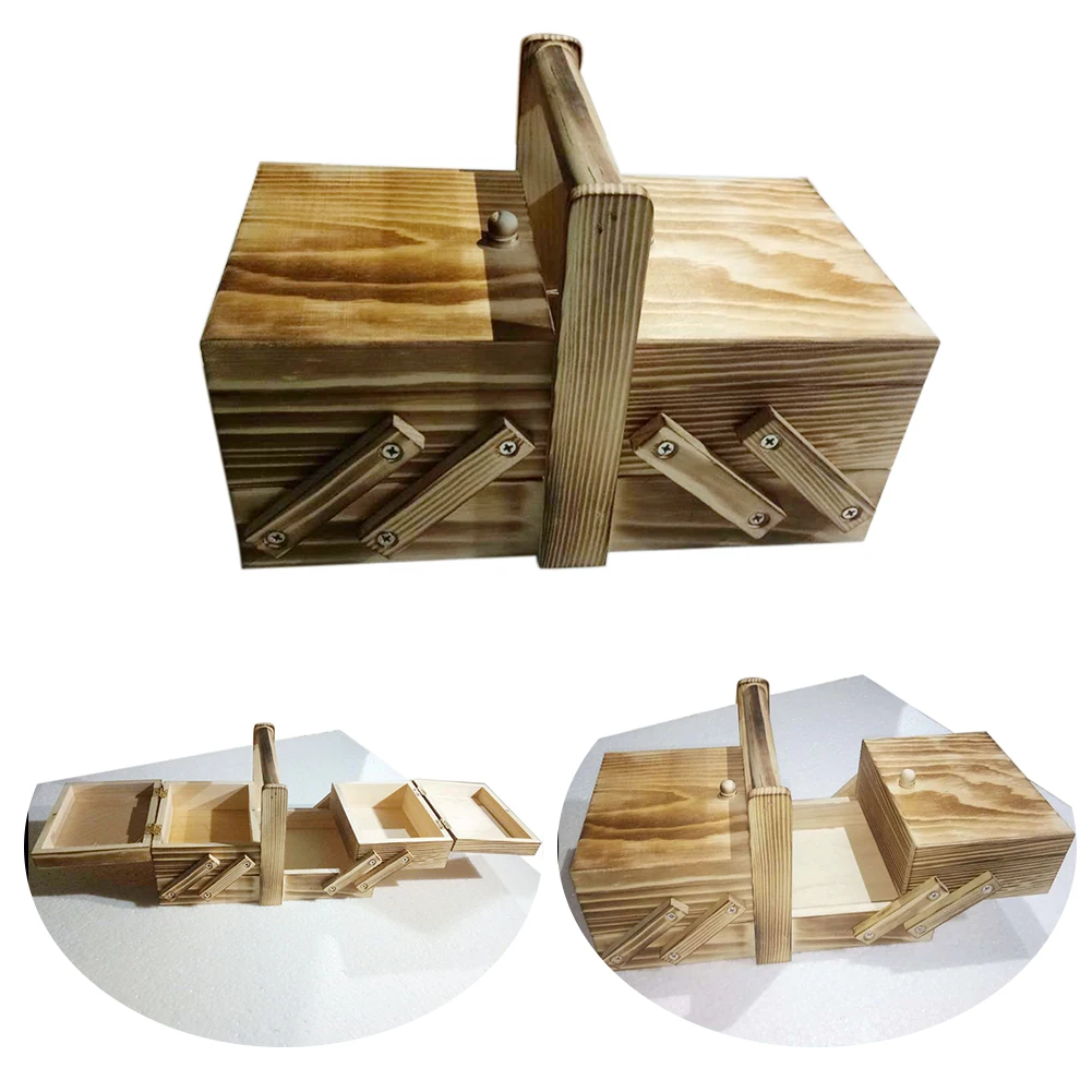 Контейнер для хранения косметики с ручкой многослойный|Хранилище шитья и