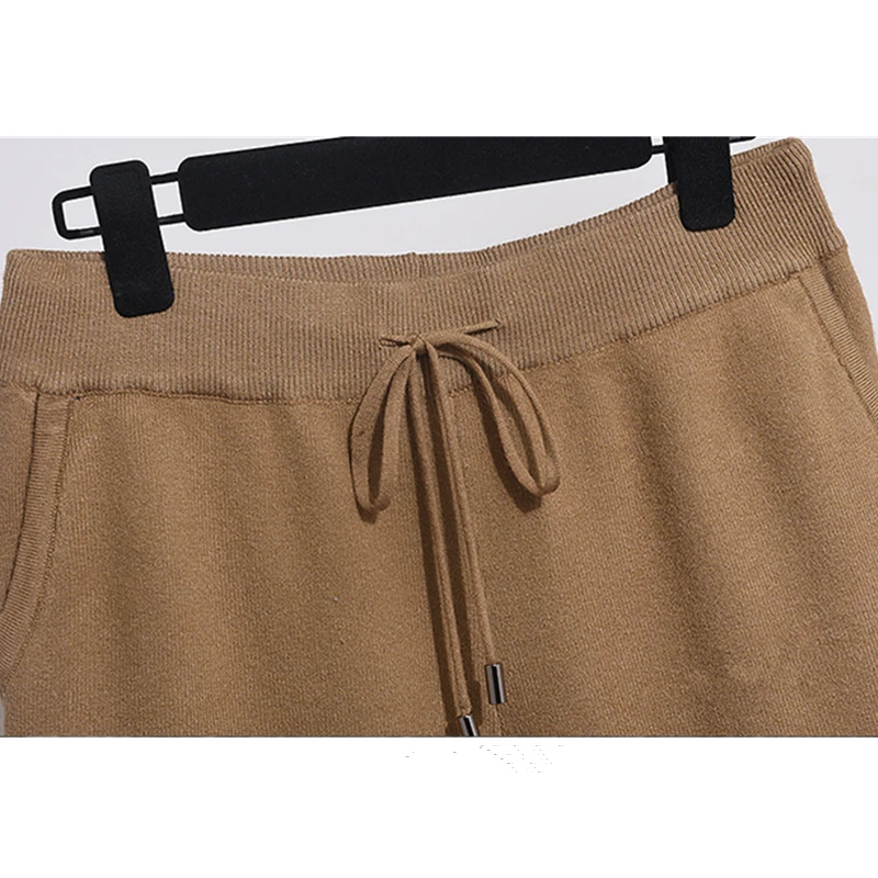 Женский трикотажный комплект из двух предметов свободный свитер с капюшоном и