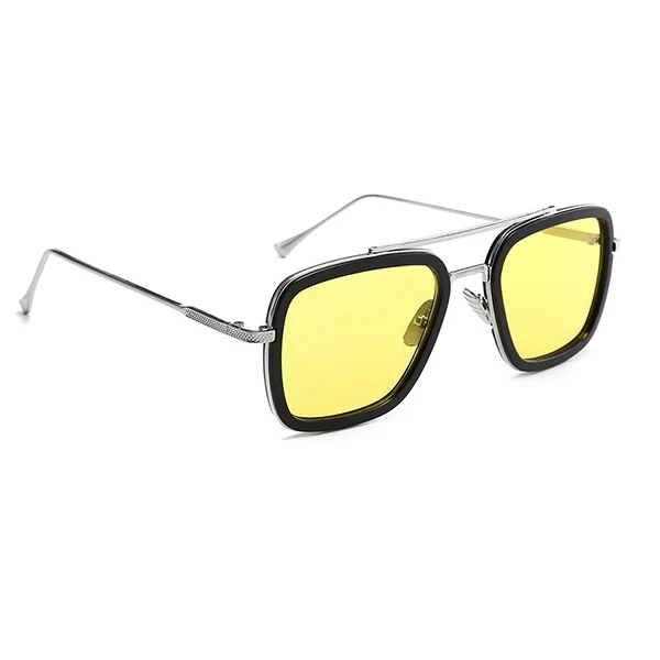 Модные мужские солнцезащитные очки Tony Stark, Мстители 3, Железный человек, квадратные очки, оправа, Человек-паук, Эдит, оптическая оправа, RX216 - Цвет оправы: 11 Yellow Lens