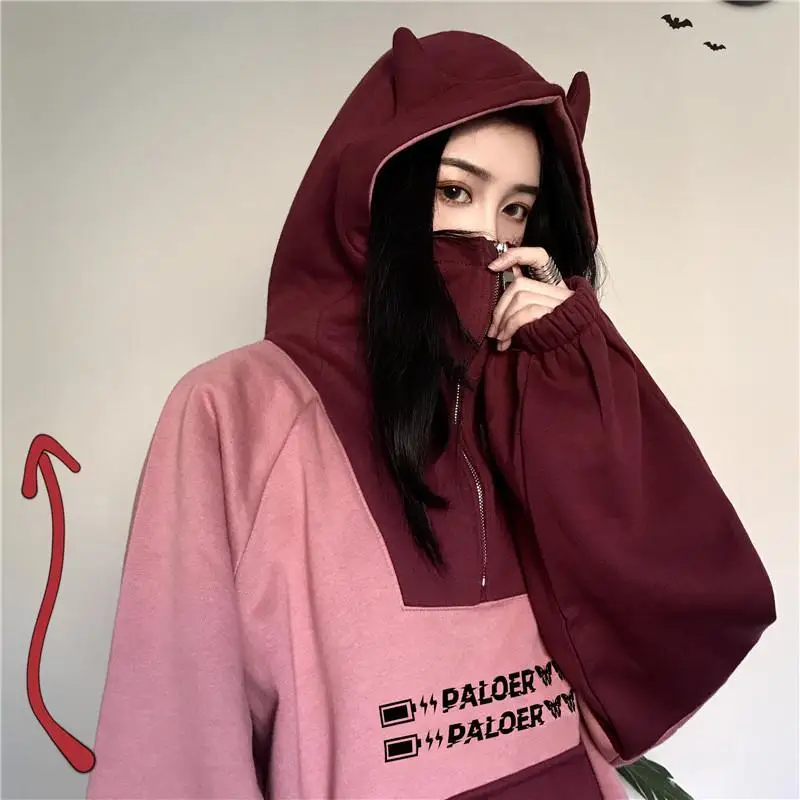 

aesthetic frog anime hoodie women purple long sleeve oversized streetwear kpop gothic cosplay winter clothes tops