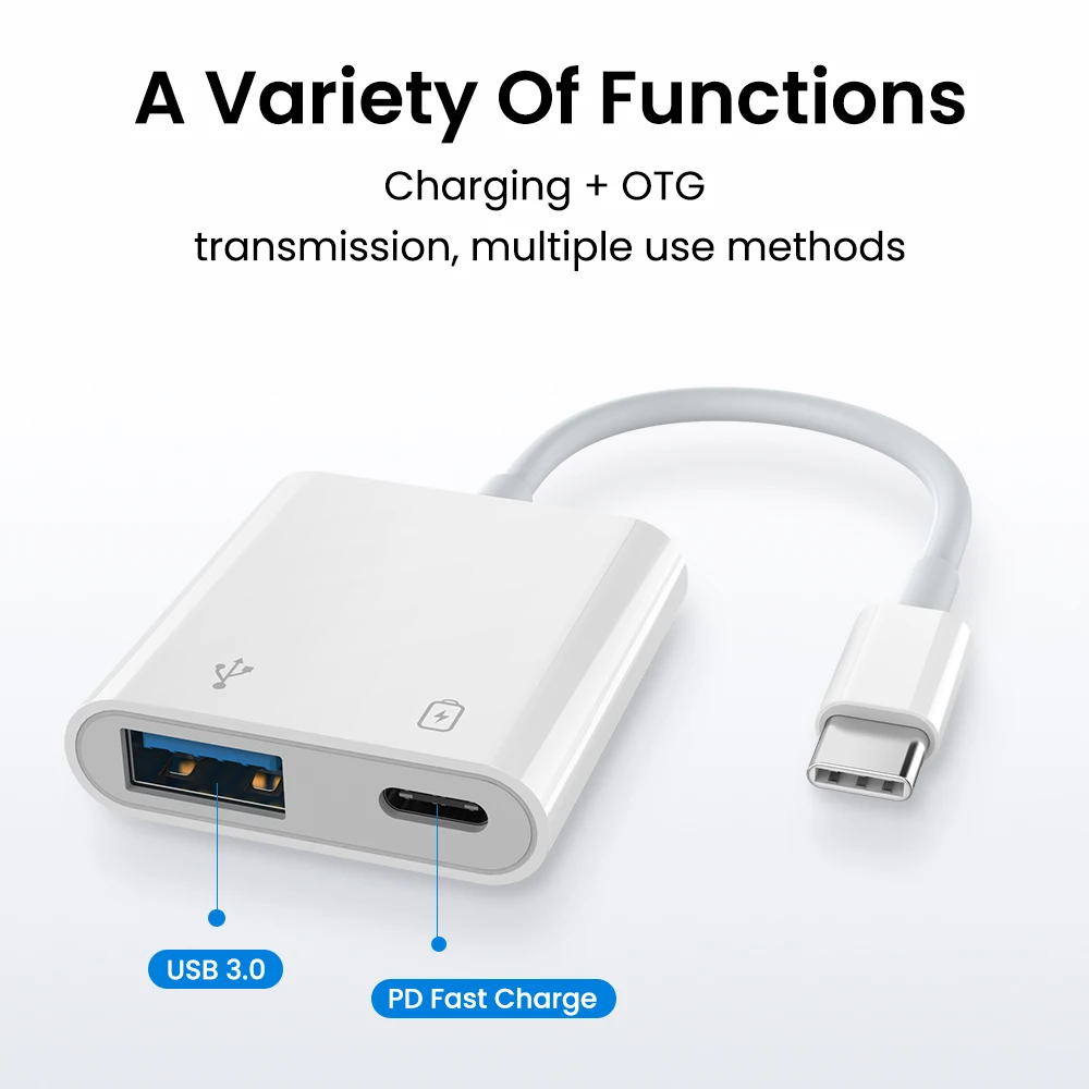 

2-in-1 Type-C Adapter OTG USB 3.0 Type-C Converter DP QC 8W Fast Charging Cable Quick Data Charger For Xiaomi 10 Huawei