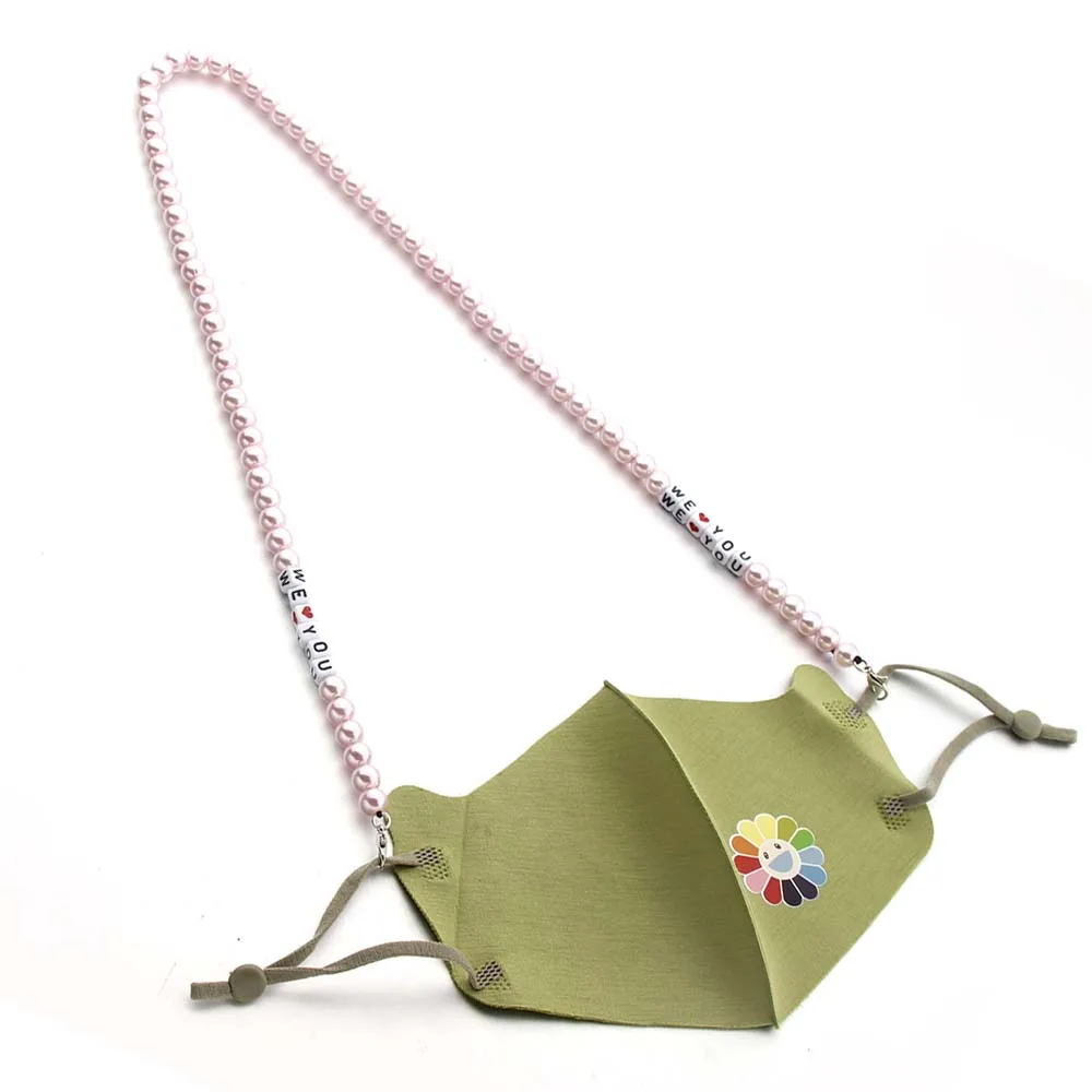 

Heart Beaded Chain for Mask Fashion Simulated Pearl Mask Necklace Neck Chain for Glasses Lanyards Accessories Gifts love you