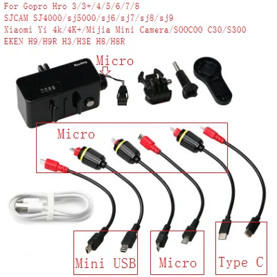 Suptig 5200 мА/ч, Водонепроницаемый Мощность банк Батарея Зарядное устройство Водонепроницаемый чехол для экшн-камеры GoPro Hero 8/7/5/4/3 Камера SJ8 H9R зарядным устройством