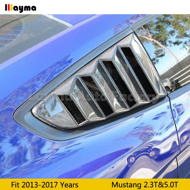 Carbon fiber rear window For Ford Mustang Coupe 2.3 5.0 2015 2016 2017 year car side spoiler blind 2Pcs | Автомобили и мотоциклы