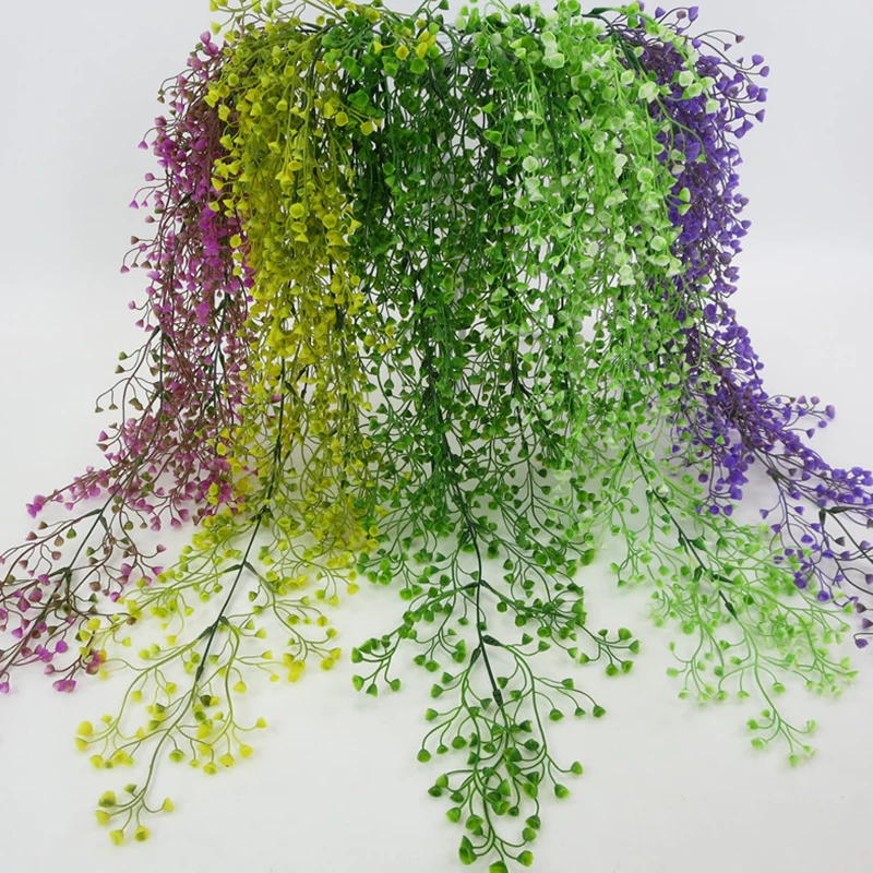 

Artificial Plastic Flowers Plastic Green Plant Hanging Wall Plants Home Decoration Plastic Garland Wedding Decor Rattan