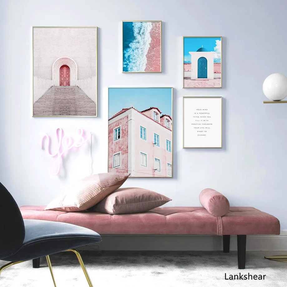 Морская пляжная дверь лестница цитаты пейзаж настенная Картина на холсте