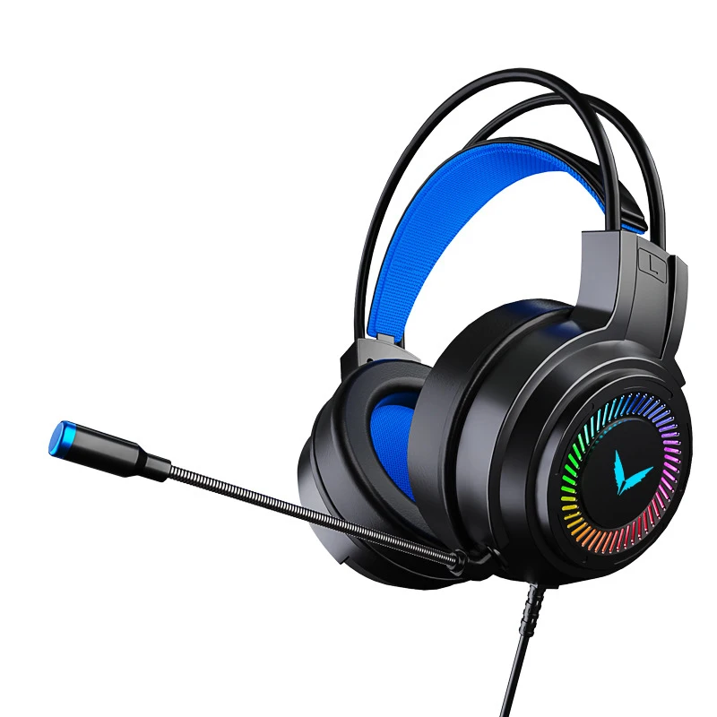 gamer headphones gaming headsets hifi stereo sound wired earphones usb microphone colorful light for pc computer laptop game free global shipping