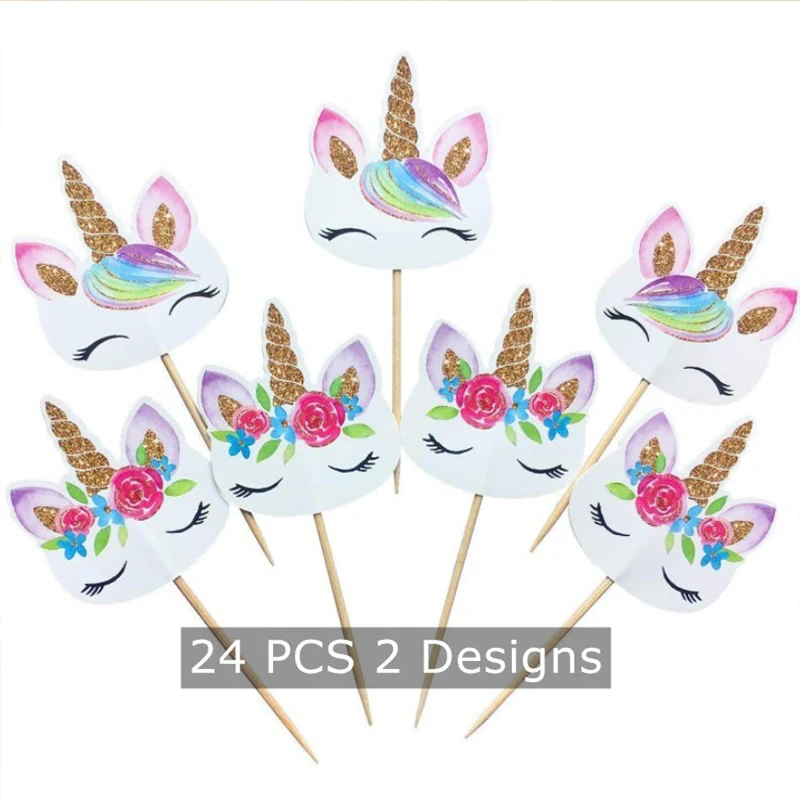 

Набор из 24 шт. картонных топперов для кексов с единорогом Party To Be