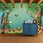 Самоклеящаяся настенная 3d-бумага, жираф, попугай, фея, лес, декор для детской комнаты, ресторана, фотобумага