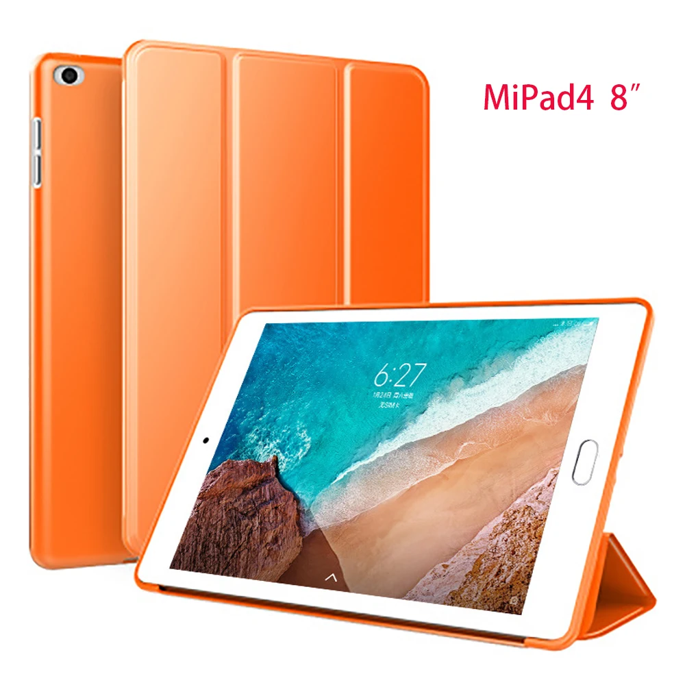 Orange-MiPad4-8 Чехол для Xiaomi mi pad 4/mi Pad 4 8,0 дюймов, силиконовый смарт-чехол для Xiaomi mi Pad 4 Plus 10,1 дюймов, чехол - Цвет: Orange-MiPad4-8