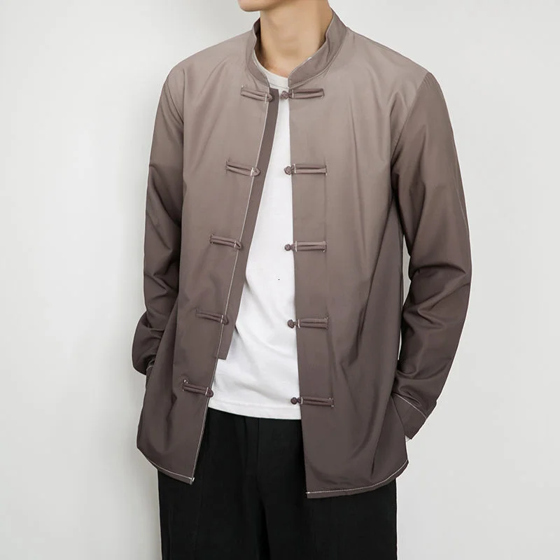 

MrGB Chinese Style Solid Color Men Shirts Sunscreen Soft Ice Silk Long Sleeve Male Shirt Vintage Loose Button Fashion Blouses