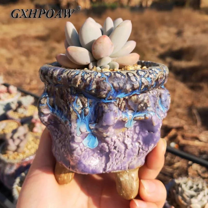 

Creative And Fashionable Succulent Ceramic Flowerpot Ceramic Firing Potted Container Meteor Hammer Design Flower Pots Ornaments