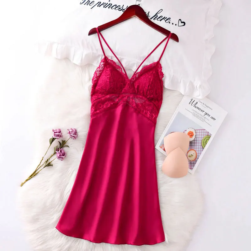 

Ночная рубашка бордовая женская, пикантная Ночная сорочка на бретельках с вырезами, интимное нижнее белье, домашний халат, одежда для сна