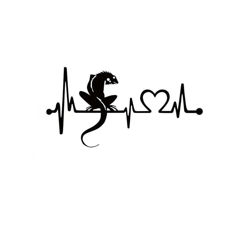 

4x7cm Car Stickers and Decals Cartoon Lizard Heartbeat Lifeline Funny Vinyl Decal for Car Styling Door Body Bumper Sticker