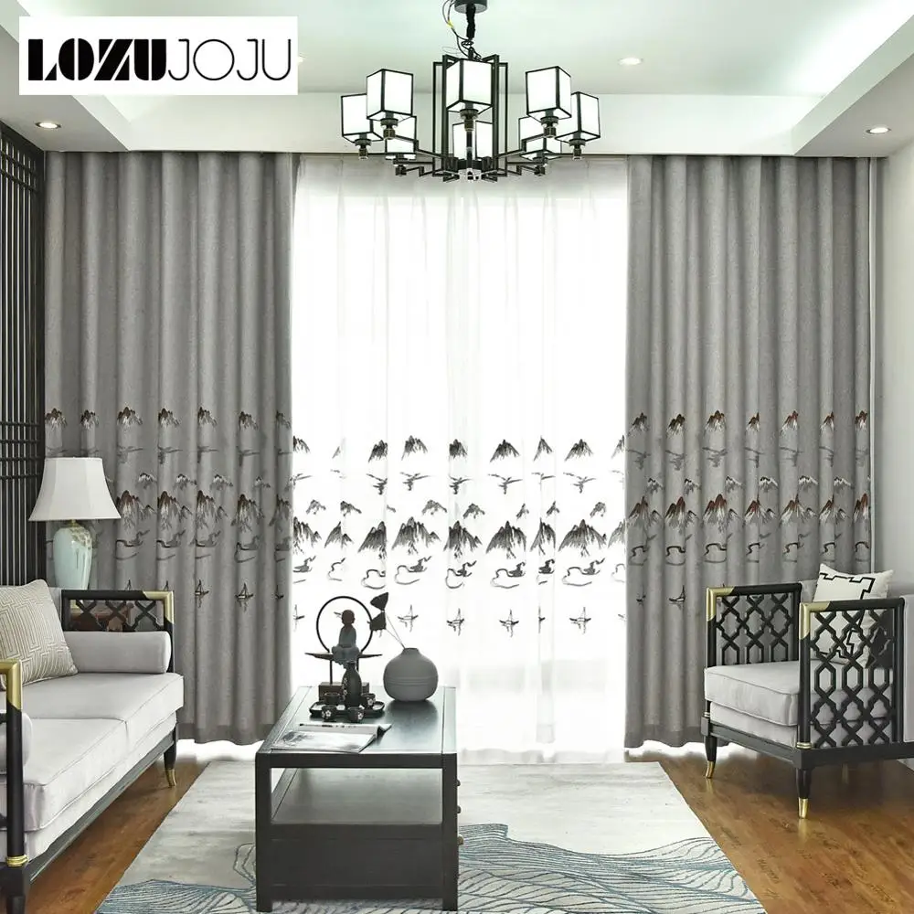LOZUJOJU 1 шт. горные современные шторы вышивка стиль драпировки для гостиной