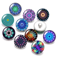 db0490 flowers pattern 18mm snap buttons 10pcs mixed round photo glass cabochon style for snap button jewelry