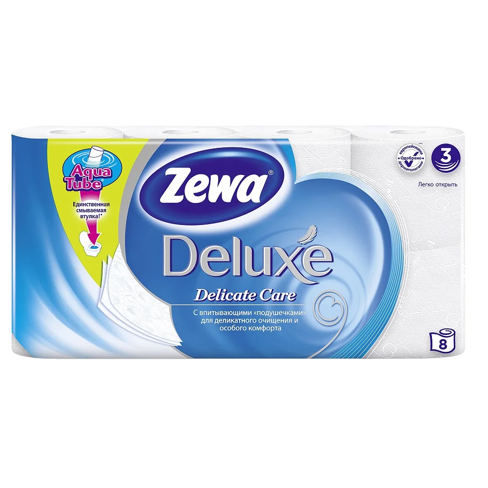 Туалетная бумага ZEWA DELUXE 3 слоя 8 рулонов | Красота и здоровье