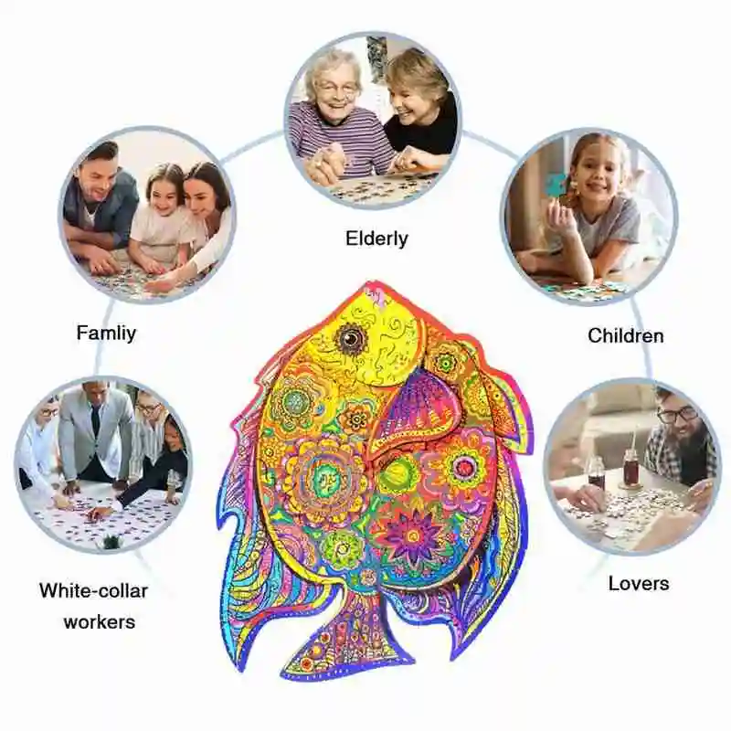 

White Packaging Fish Wooden Puzzle Children Adult Diy Puzzle Puzzle