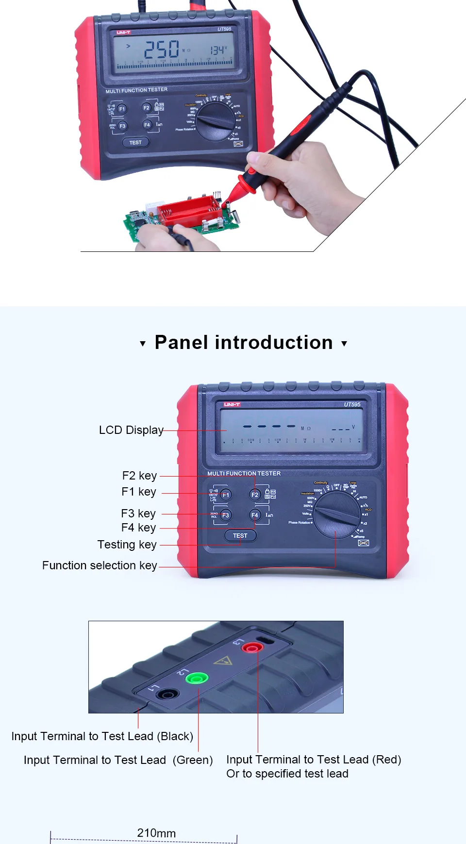 UNI-T UT595 цифровой УЗО тестер многофункциональные тестеры контура заземления линии петли сопротивление тестер Сопротивление изоляции метр