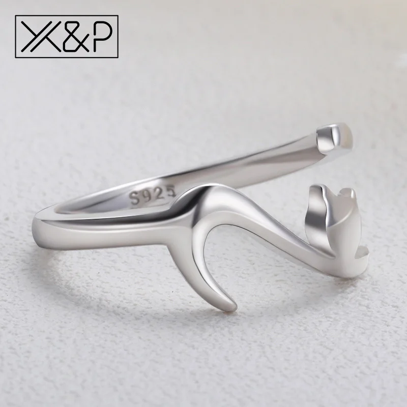 X& P простые модные регулируемые серебряные кольца с длинным хвостом в виде кота, милые кольца в виде животных для женщин, свадебные вечерние кольца для помолвки, ювелирные изделия для женщин