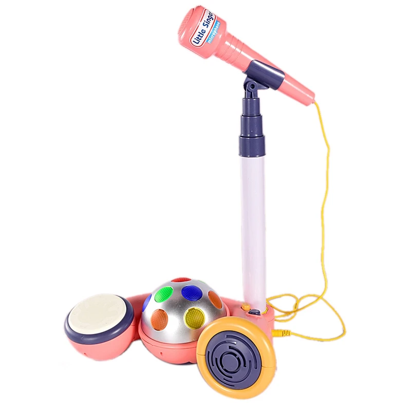 

Children Vertical Type Adjustable Karaoke Machine Toys Kids Two-Mike Light Singing Brainging Musical Instrument Toy