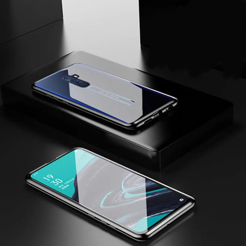 Роскошный Магнитный адсорбционный чехол для oppo Reno 2Z, металлическая рамка, Doubl, боковая стеклянная крышка, oppo reno2Z, защитный чехол для телефона
